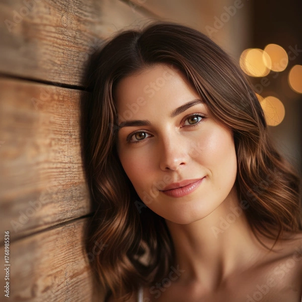 Fototapeta Serene Woman in Golden Hour Field By Generated AI