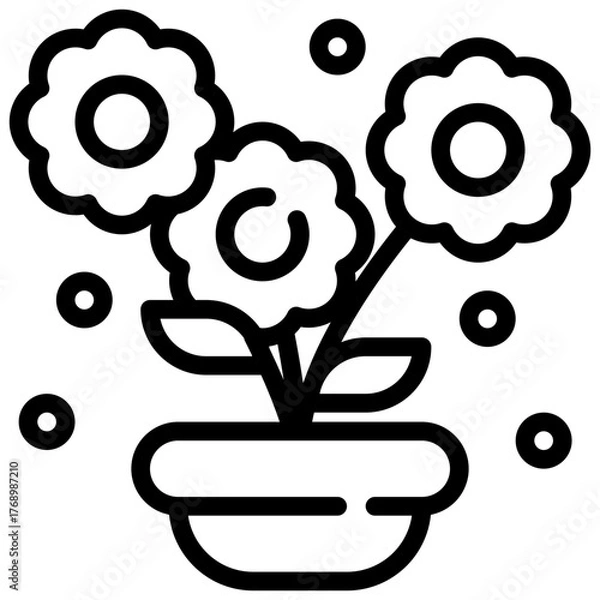 Obraz blossom botanic flower garden pot simple line icon