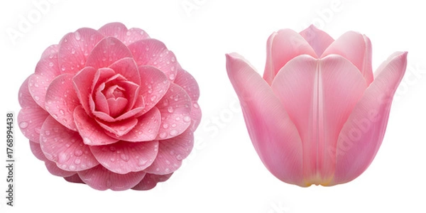 Obraz Two pink rose petals isolated on transparent background