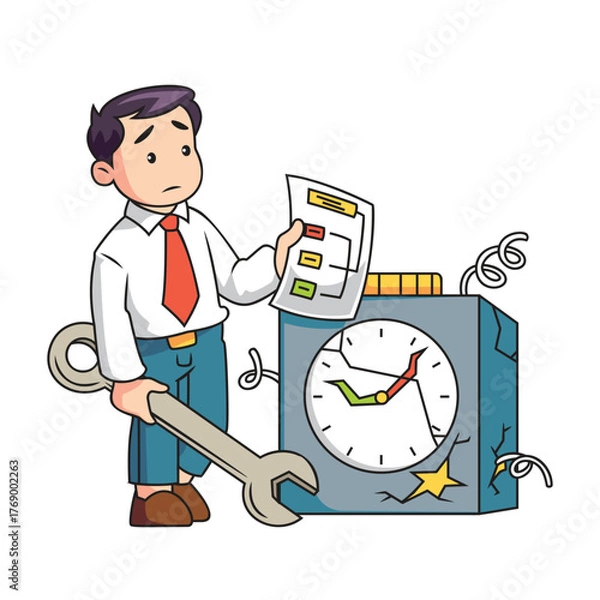 Obraz Businessman Fixing Deadline Problem