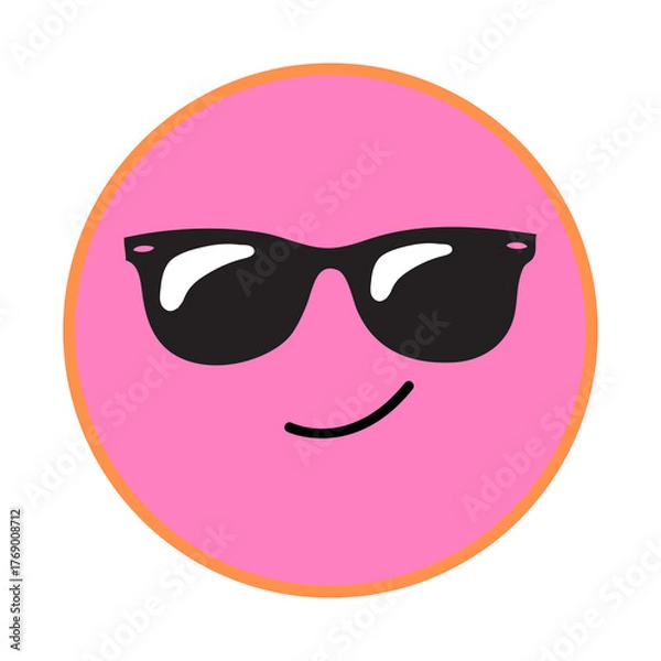 Obraz Pink smiley face wearing black sunglasses and smiling