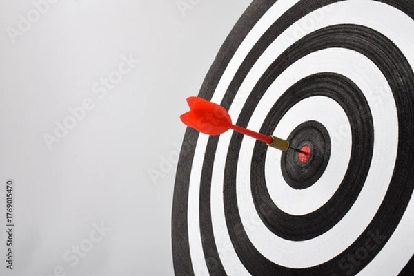 Fototapeta Dart board target with arrow isolated on white background