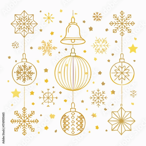 Obraz Christmas Ornament Icon Vector Set