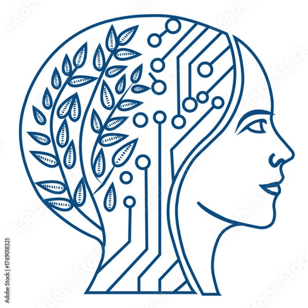 Obraz Abstract human brain technology concept vector illustration