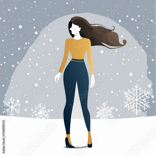 Obraz Snow Effect Silhouette Marketing Template