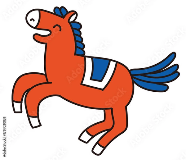 Fototapeta 手描きの馬の年賀状素材イラスト