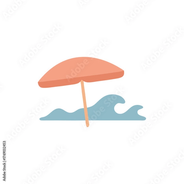 Fototapeta vector illustration of a beach umbrella