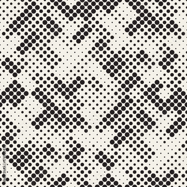Fototapeta Modern Stylish Halftone Texture. Endless Abstract Background With Random Circles. Vector Seamless Mosaic Pattern.
