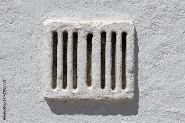 Fototapeta Wall Vent Cover with Slits on White Textured Background