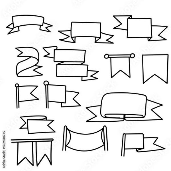 Obraz doodle banner ribbon flag illustration vector sketch cartoon