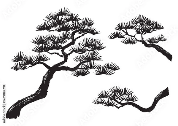 Obraz 松の木水墨画筆画