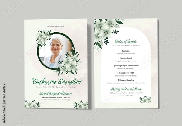 Obraz Funeral Memorial Order of Service Program Template