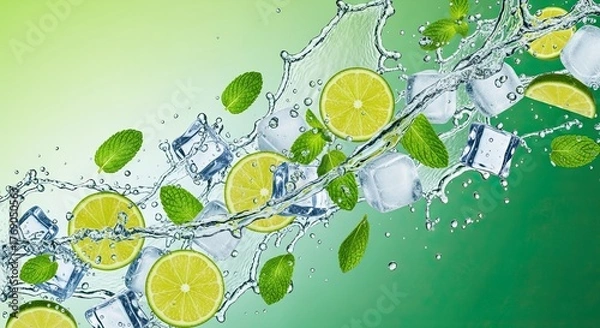 Obraz Refreshing Lime Mint Ice Splash Summer Drink