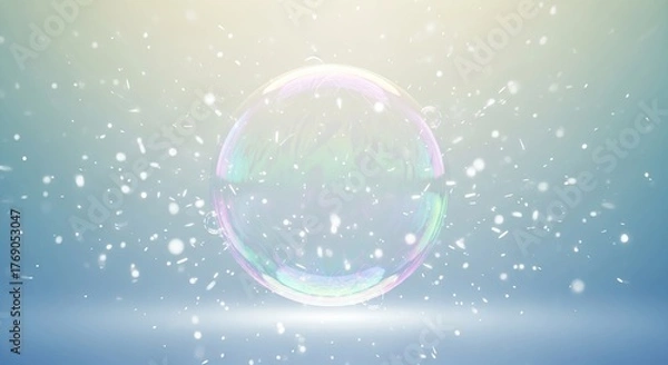 Fototapeta Magical Sparkling Bubble Floating in a Dreamy Winter Scene