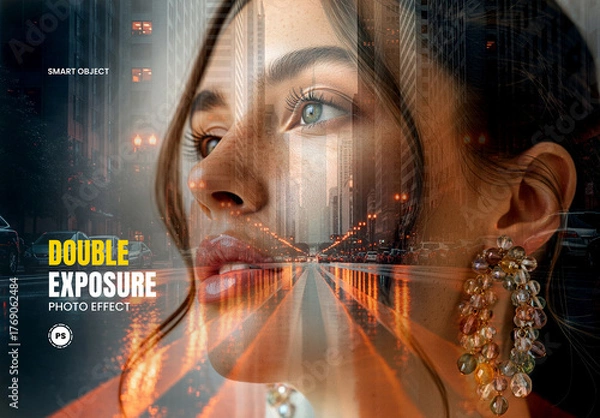 Obraz Double Exposure Phorto Effect Template
