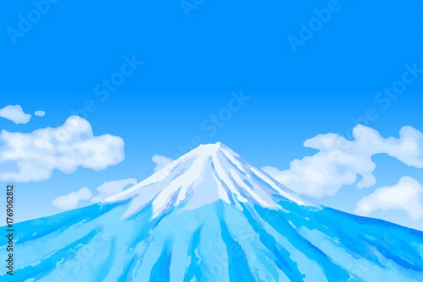 Fototapeta 雪を被った富士山の背景　ai