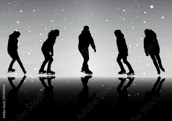 Obraz Ice skating vector silhouettes