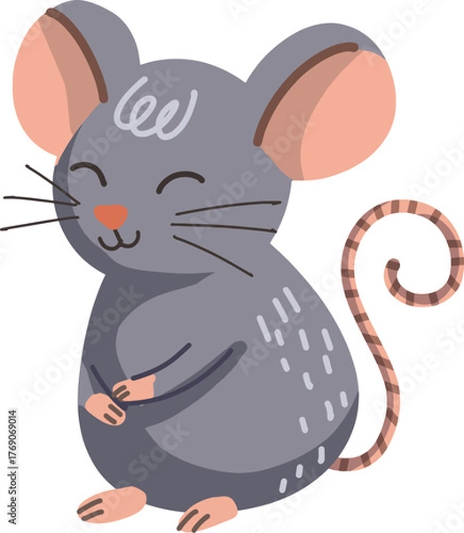 Fototapeta Adorable Cartoon Mouse Sitting Peacefully