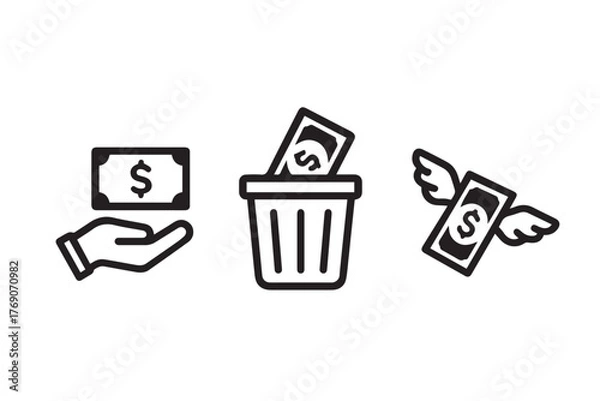 Obraz Money Loss Icons Set with Dollar Signs Vector