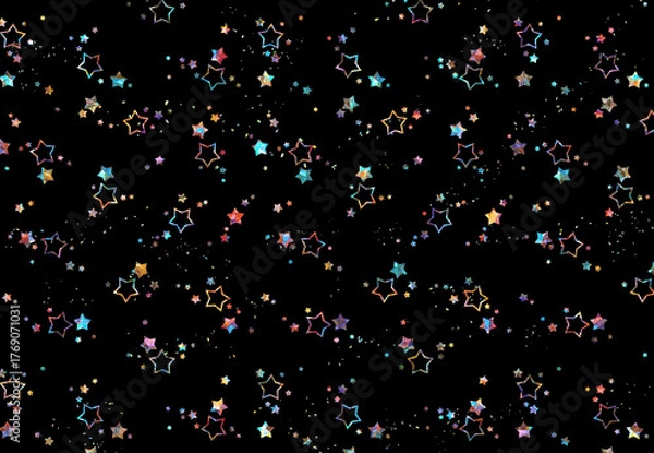 Fototapeta カラフルな星が広がる夜空の壁紙