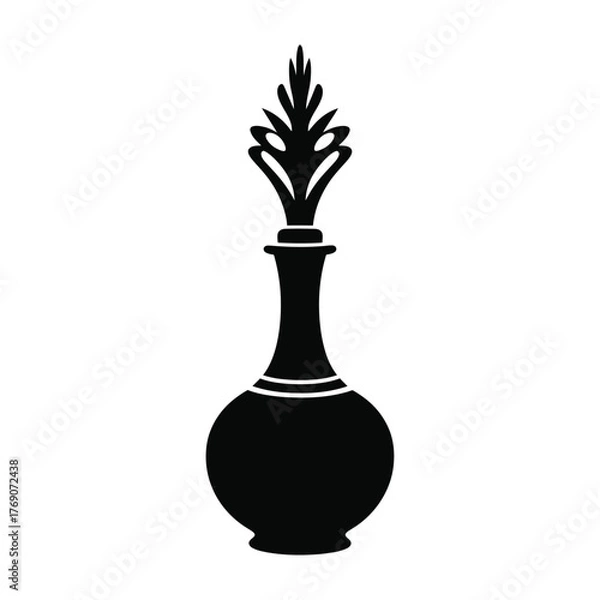 Obraz Black ornate perfume bottle silhouette vector