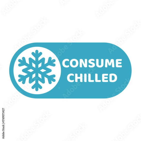 Fototapeta Consume chilled vector label. Sticker for food and drinks.