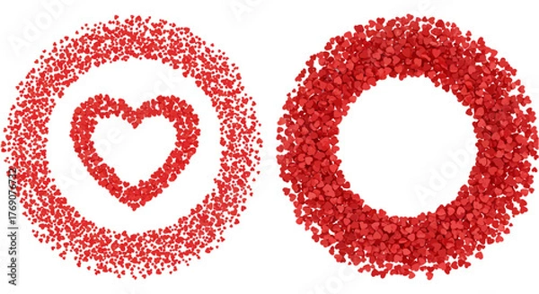 Fototapeta red hearts ring a festive wreath of tiny hearts for valentines day graphics and designs spreading love and romance in a stylish circular pattern