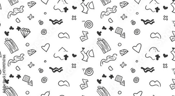 Fototapeta seamless doodle pattern creating a fun background for creative projects ideal for textiles wallpapers and playful designs enhancing visual appeal