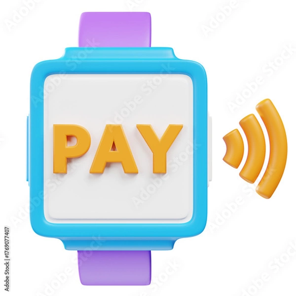 Fototapeta 3D Rendered Smartwatch Wireless Payment Technology for Modern Lifestyle Convenience