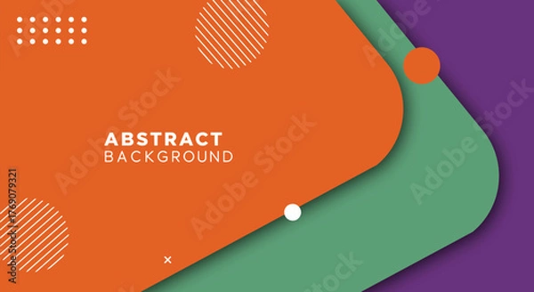 Fototapeta Modern Abstract Background Template with Colorful Layered Geometric Shapes, Shadows, and Minimal Accents. Dynamic Design for Presentations or Web Use.