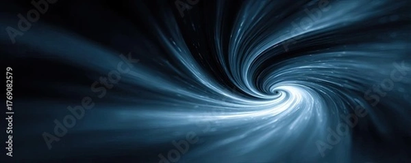 Fototapeta Abstract blue swirls forming tornado wind effect concept. A mesmerizing swirling vortex of deep blue hues and light.