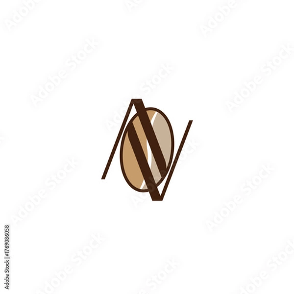 Fototapeta AV coffee logo. vector design of AV letters and coffee beans for icon, symbol or logo