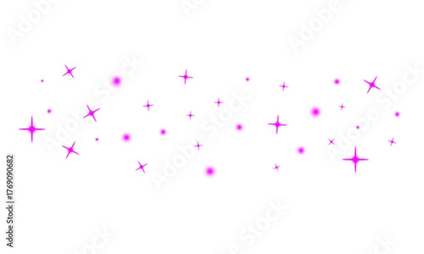 Obraz Magical pink Stardust and Shiny Spark Effect png. Bright pink Glow, Glittering Light Flare, Abstract Holiday Confetti, red Fantasy Dust, Festive Flash, Christmas transparent Design cutout