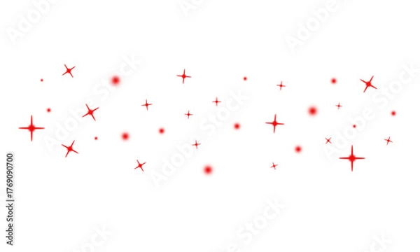 Obraz Magical red Stardust and Shiny Spark Effect png. Bright red Glow, Glittering Light Flare, Abstract Holiday Confetti, red Fantasy Dust, Festive Flash, Christmas transparent Design cutout