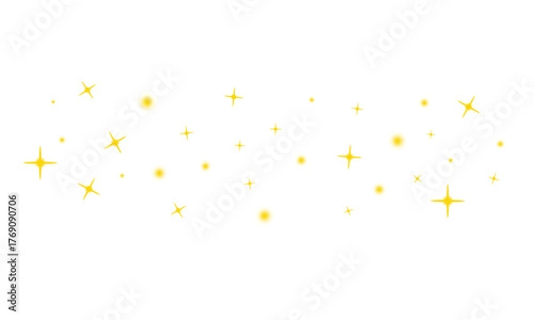 Obraz Magical yellow Stardust and Shiny Spark Effect png. Bright yellow Glow, Glittering Light Flare, Abstract Holiday Confetti, red Fantasy Dust, Festive Flash, Christmas transparent Design cutout