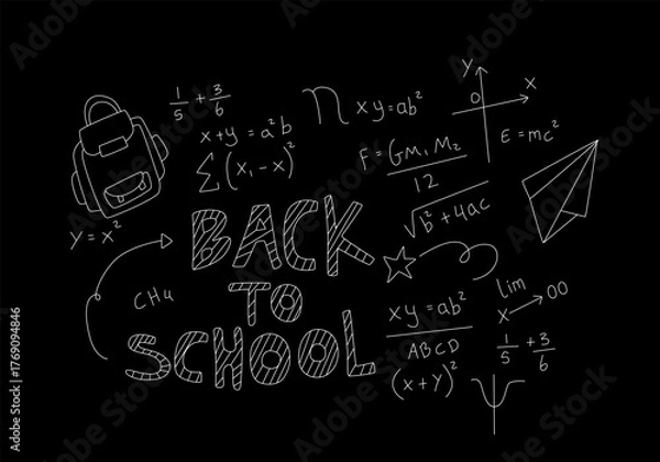 Obraz Realistic math chalkboard background illustration