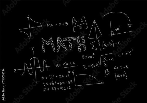 Obraz Realistic math chalkboard background illustration