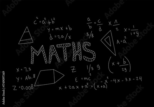 Obraz Realistic math chalkboard background illustration