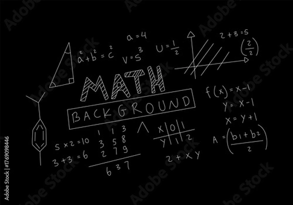 Obraz Realistic math chalkboard background illustration