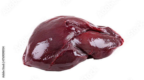 Fototapeta Raw pork liver, isolated on white background.