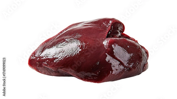 Obraz Raw pork liver, isolated on white background.