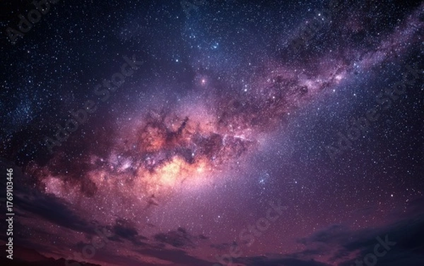 Obraz Stunning view of the Milky Way galaxy filled with vibrant stars and cosmic dust, showcasing the beauty of the night sky in a breathtaking celestial display