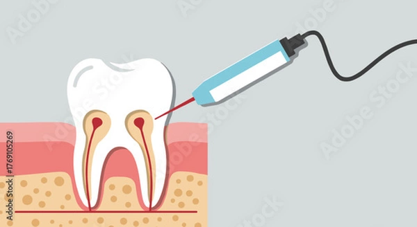 Obraz Dental laser treatment concept with tooth and gum anatomy