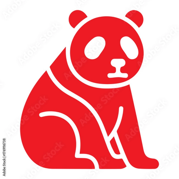 Obraz panda icon or logo symbol solid vector illustration 