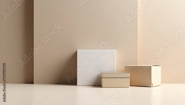Fototapeta Create sophisticated premium packaging mockup imagery integrating sleek design high quality materials and minimalist aesthetics to distinguish upscale products in competitive markets. in  Photo Stock 