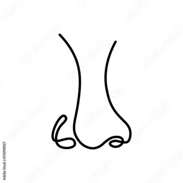Fototapeta Minimalist Continuous Line Art of a Human Nose