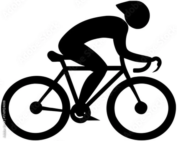 Obraz Person riding bicycle glyph icon.Person riding bicycle icon in solid black silhouette