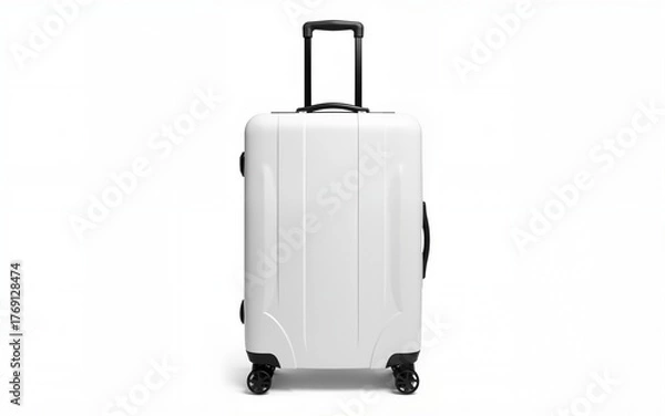 Fototapeta white travel suitcase isolated on transparent background, png. High quality