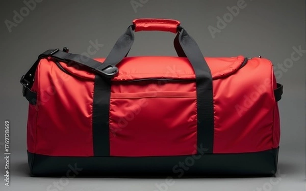 Fototapeta a red and black duffel bag. High quality