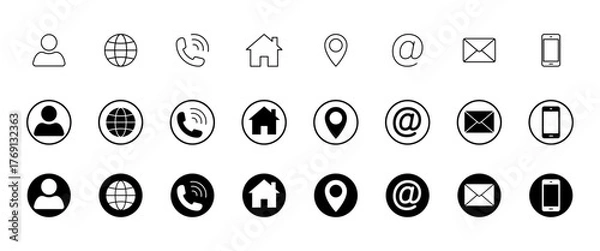 Fototapeta Collection of business card icon set. Vector illustration.